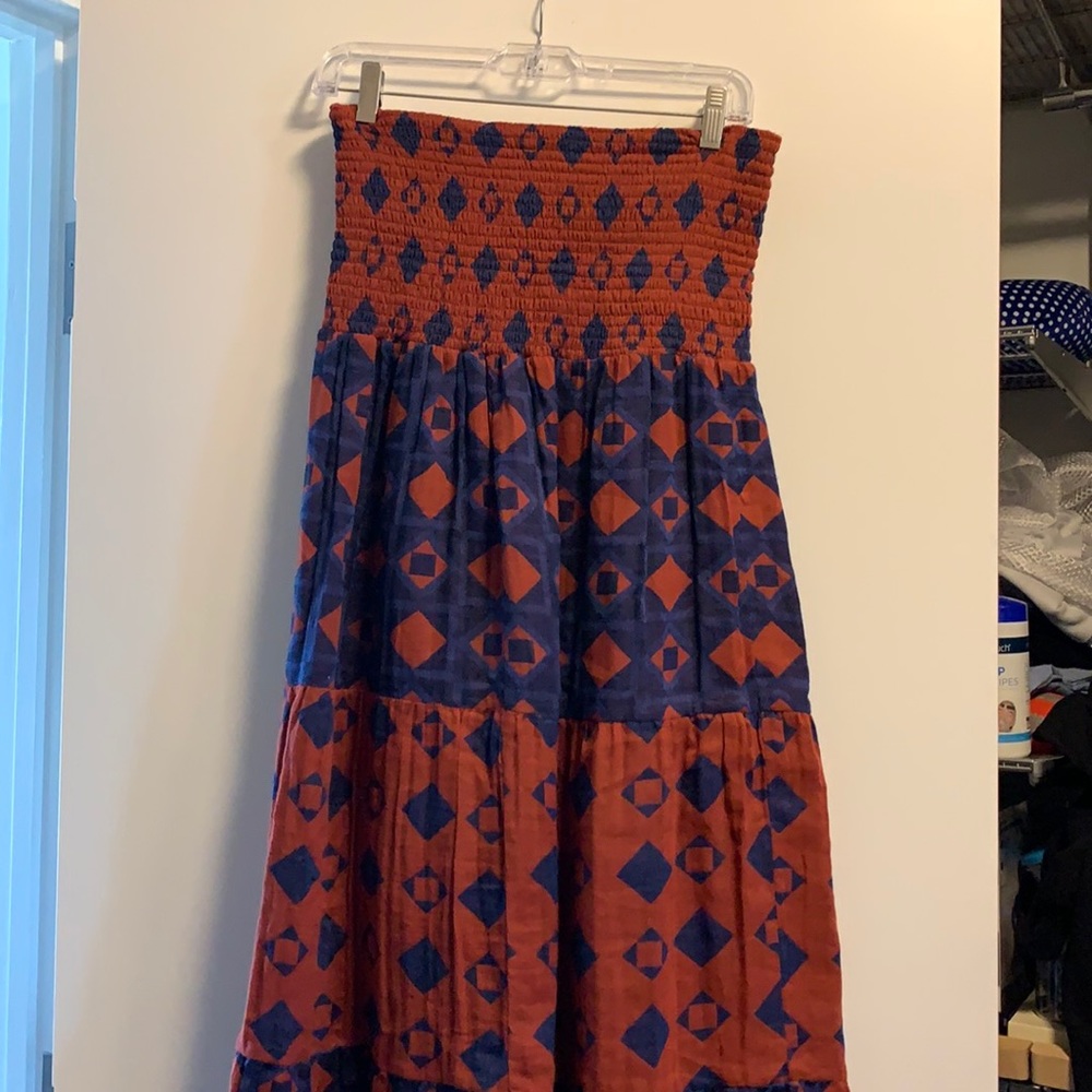 ace&jig Daphne skirt, smocked waist, pull on  sz L